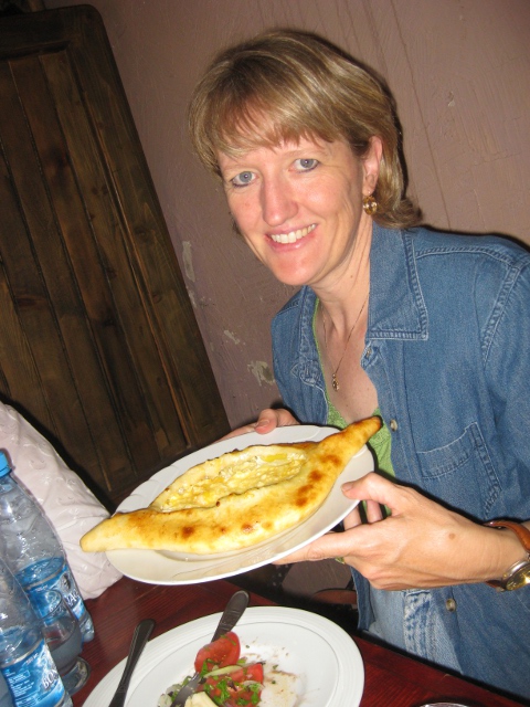 Kirsten with khachapuri