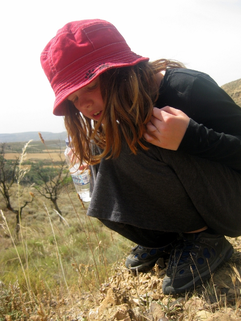 Cielo peers at a bug