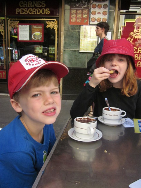 Kids eating chocolate