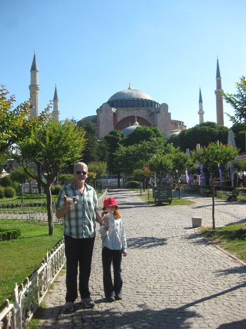 vernon and cielo in front of the hagia sophia