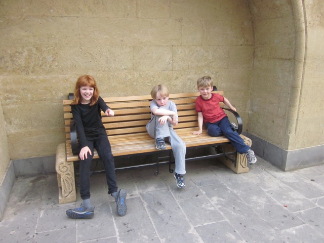 kids on a bench
