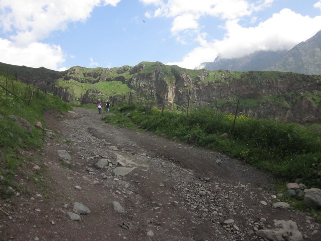distant view of our group walking