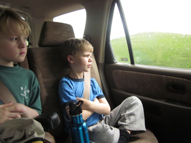 Aquil and Eero in the car