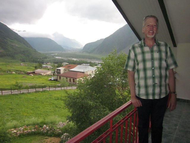 looking out of the hotel window