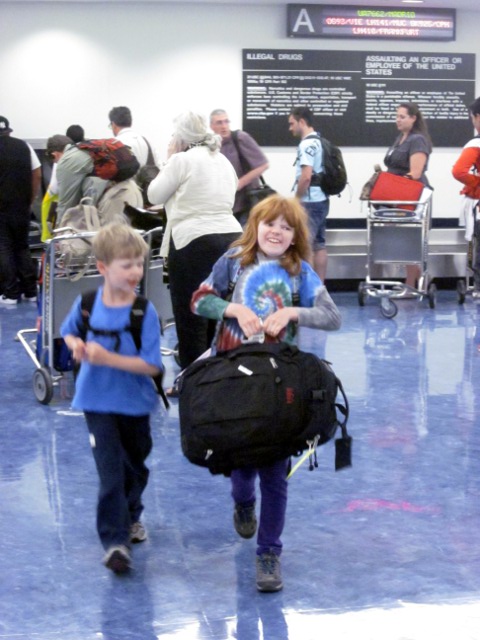 Cielo lugging suitcase with Eero