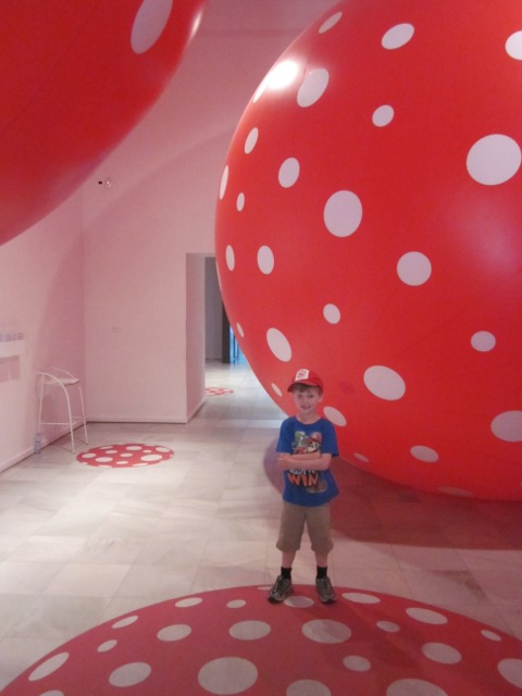 Giant red balls with white spots, and eero