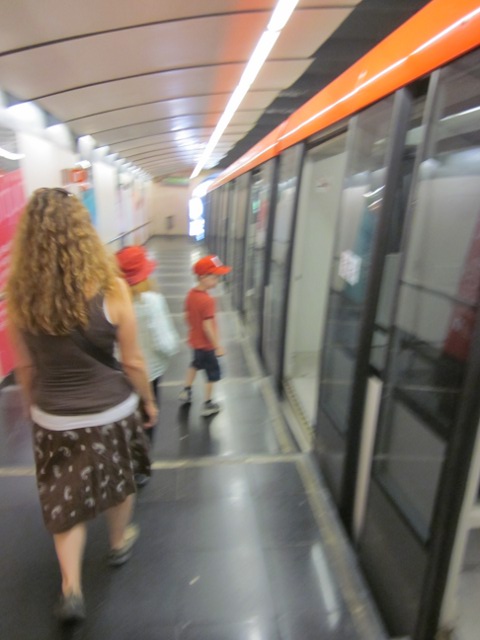 boarding a metro train